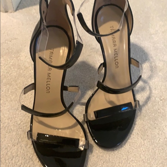 Mint Tamara Mellon black patent sexy strappy heels - Picture 8 of 10
